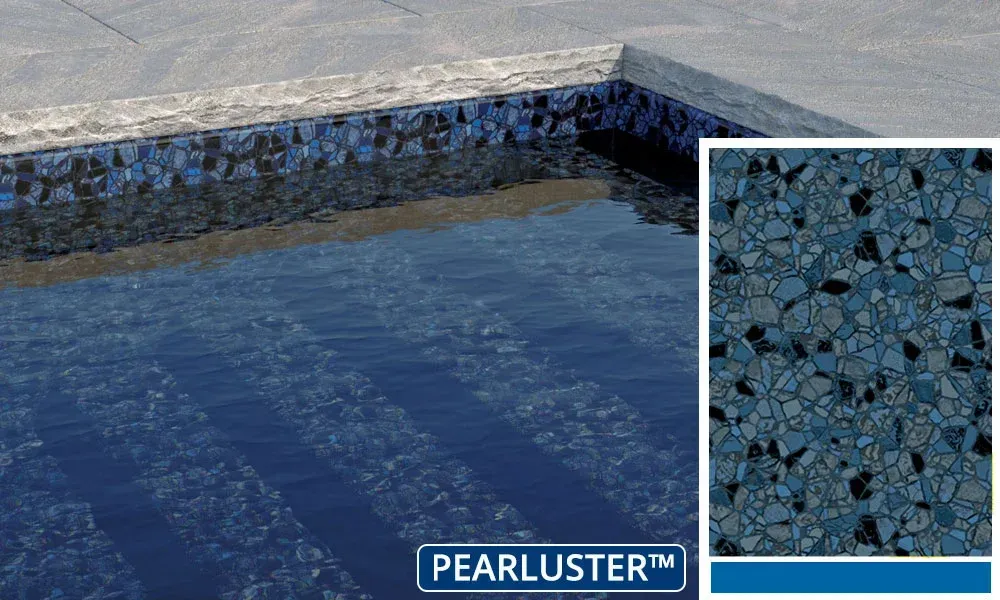 A picture of a swimming pool with a pearlluster tile.
