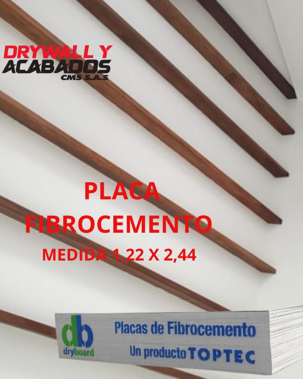 Paneles de fibrocemento con texto superpuesto: 