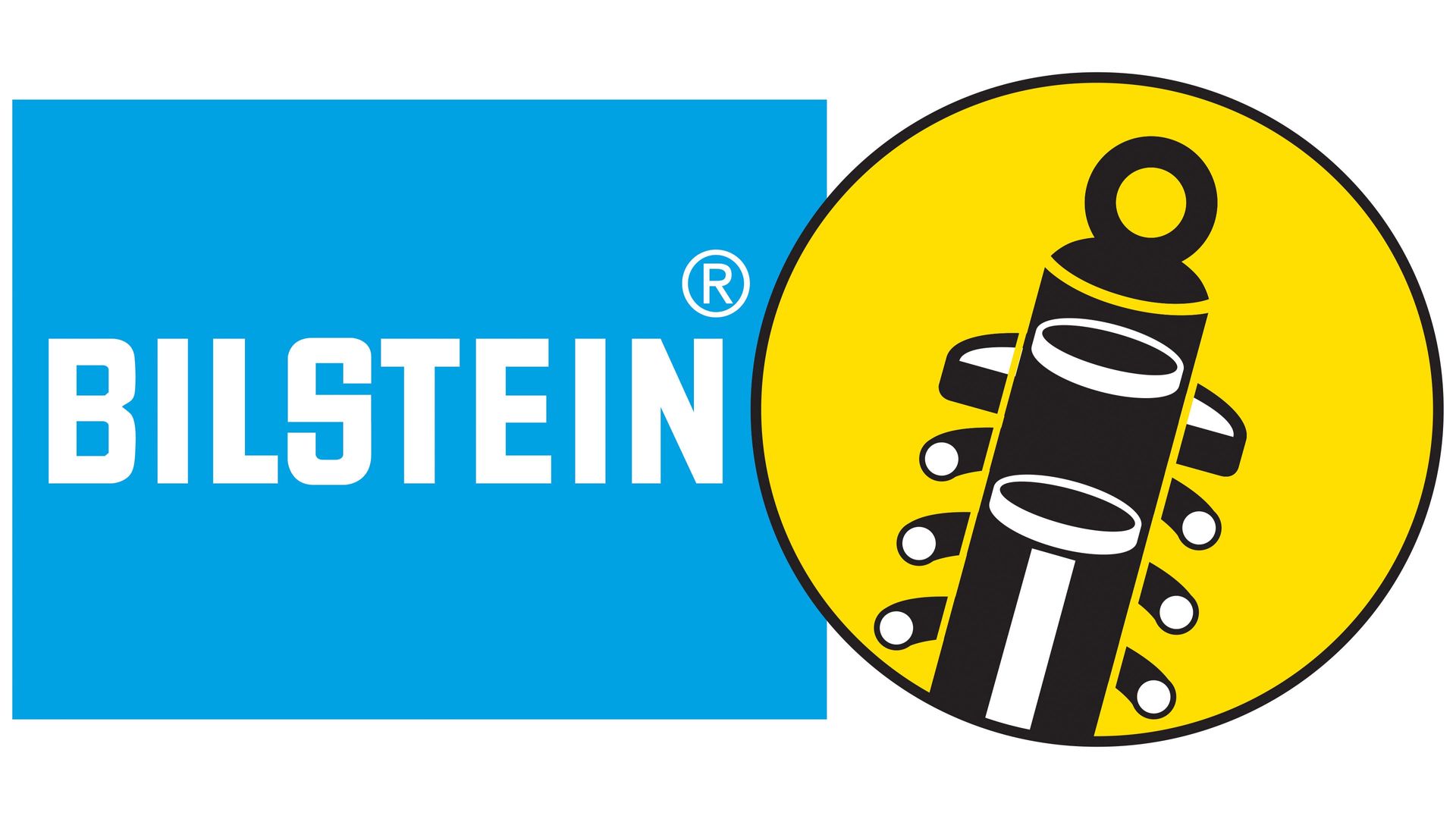 Logo for Bilstein, featuring blue block text