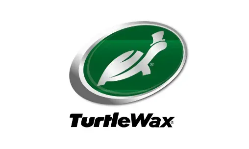 Turtle Wax logo: Green oval with a silver-lined turtle wearing a top hat.