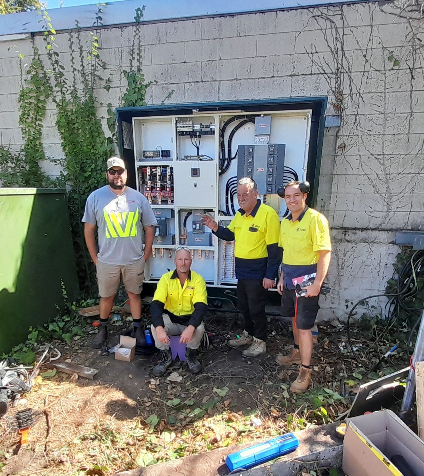 Chch Electrical & SIE team replacing an external switchboard.