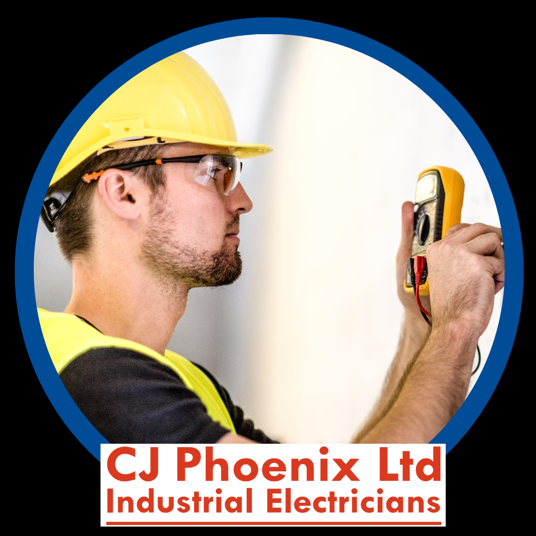 Industrial electrician with hard hat