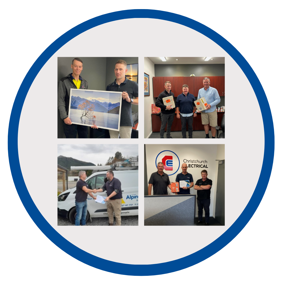 Christchurch Electrical staff receiving gifts and certificates to recognise their long service.
