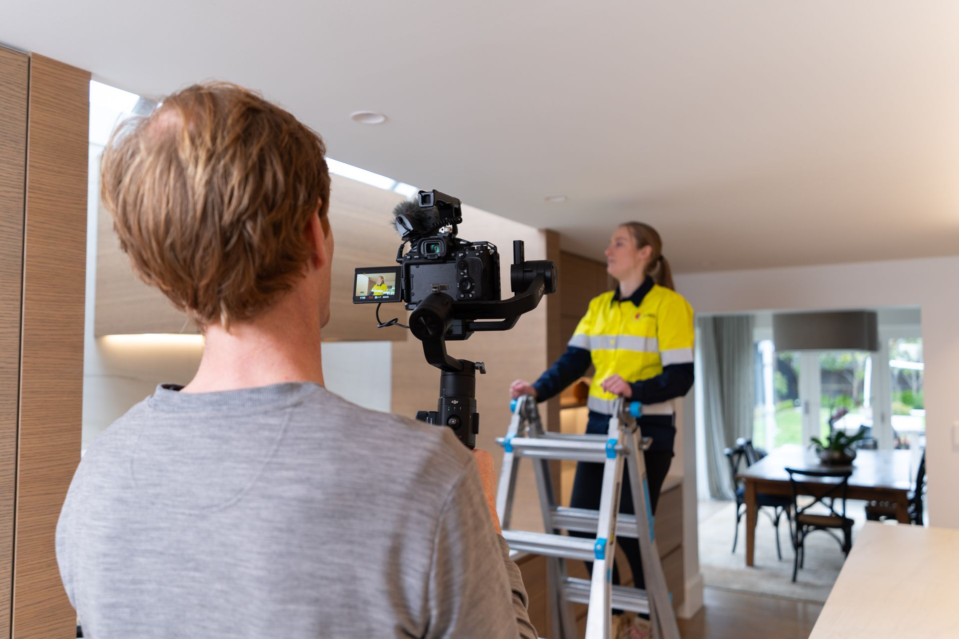 Christchurch Electrical Electrician - behind the scenes filming of brand video with cameraman