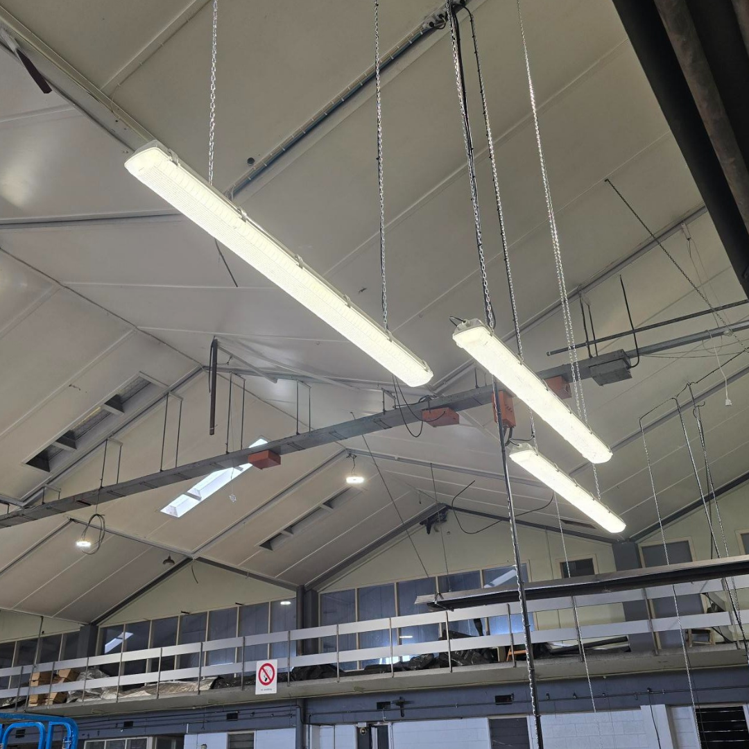 Suspended commercial LED lighting.