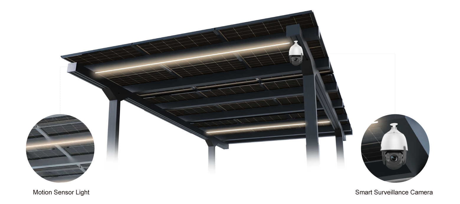 Goodwe solar carport optional add-ons (security camera, lighting)