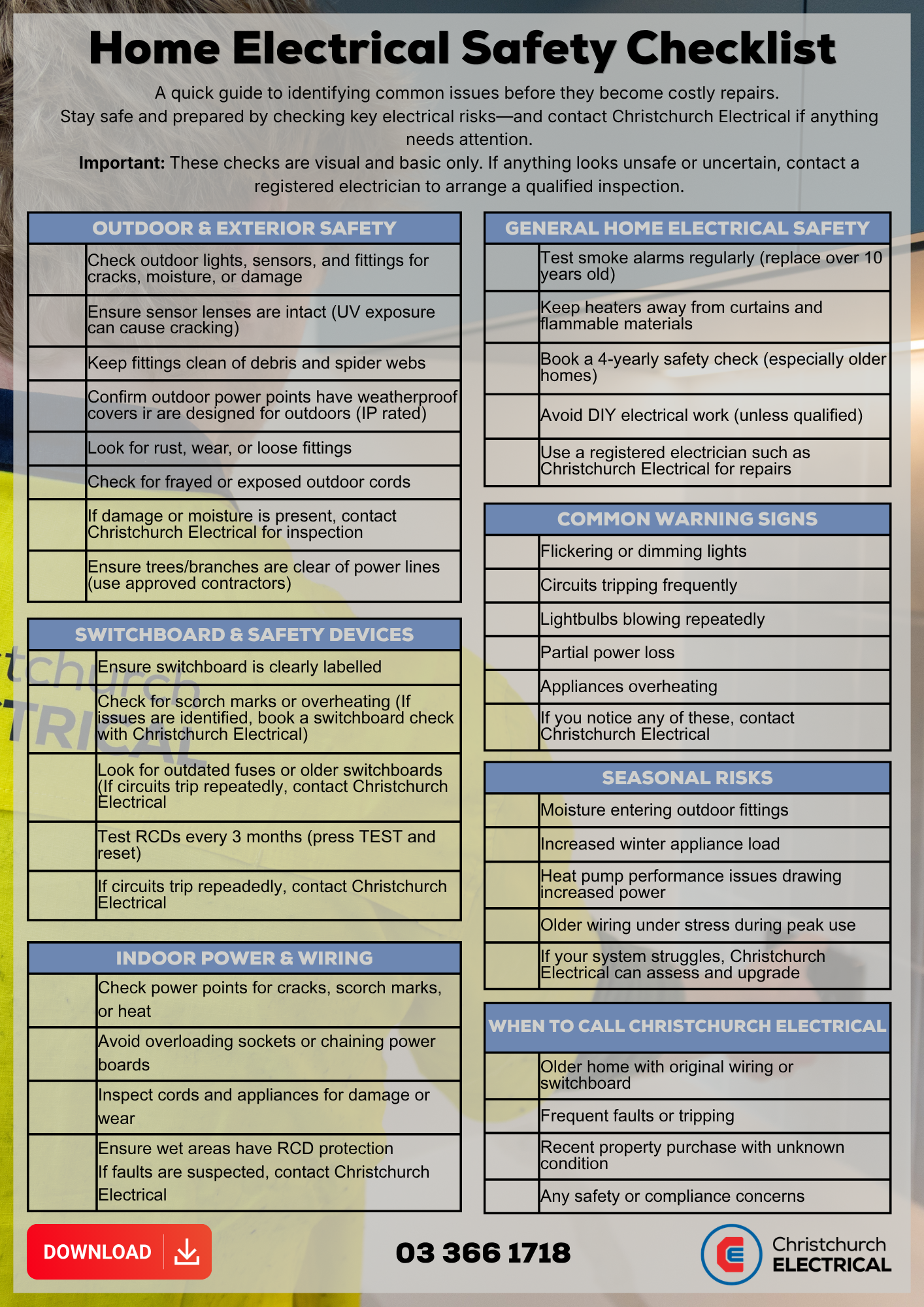 Home Electrical Safety Checklist from Christchurch Electrical