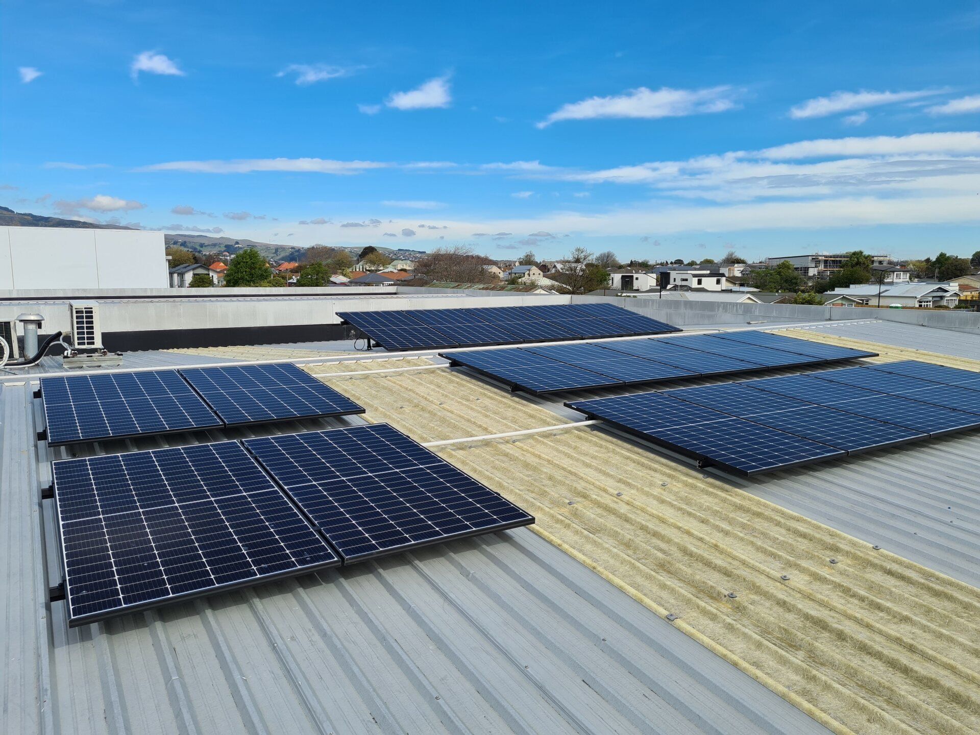Solar panels on commercial building, Sydenham, Christchurch