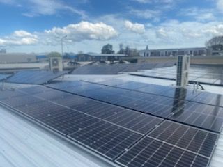 Commercial solar panels on roof