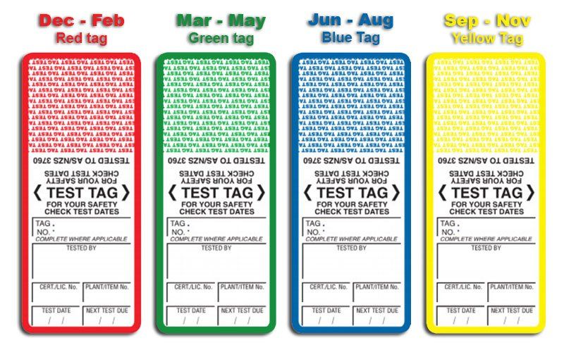 Time Specific Electrical Testing Coloured Tags