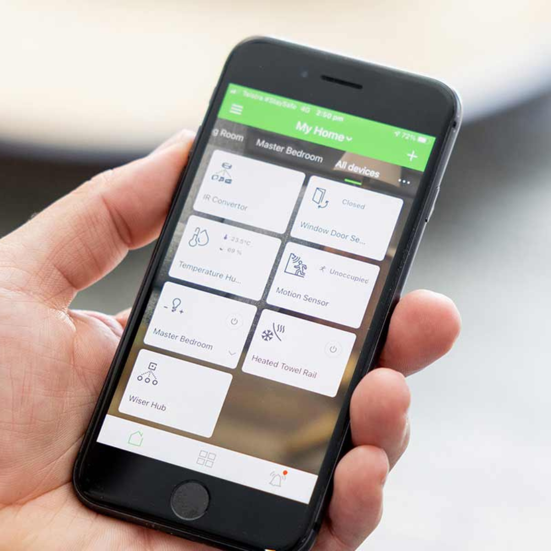 PDL Wiser Smart Home Automation App on mobile phone.