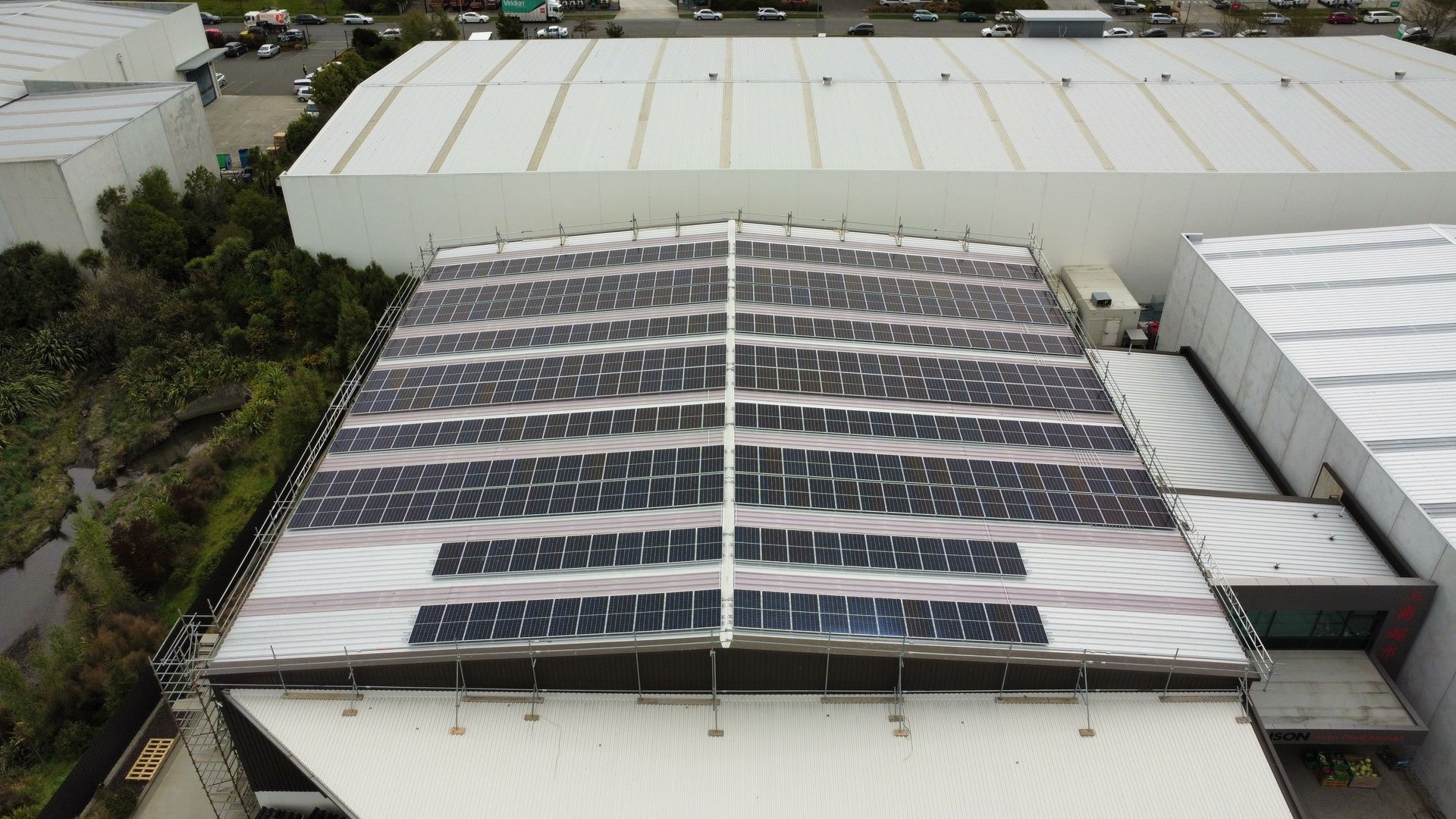 Solar panels installed on commercial building, Sunson