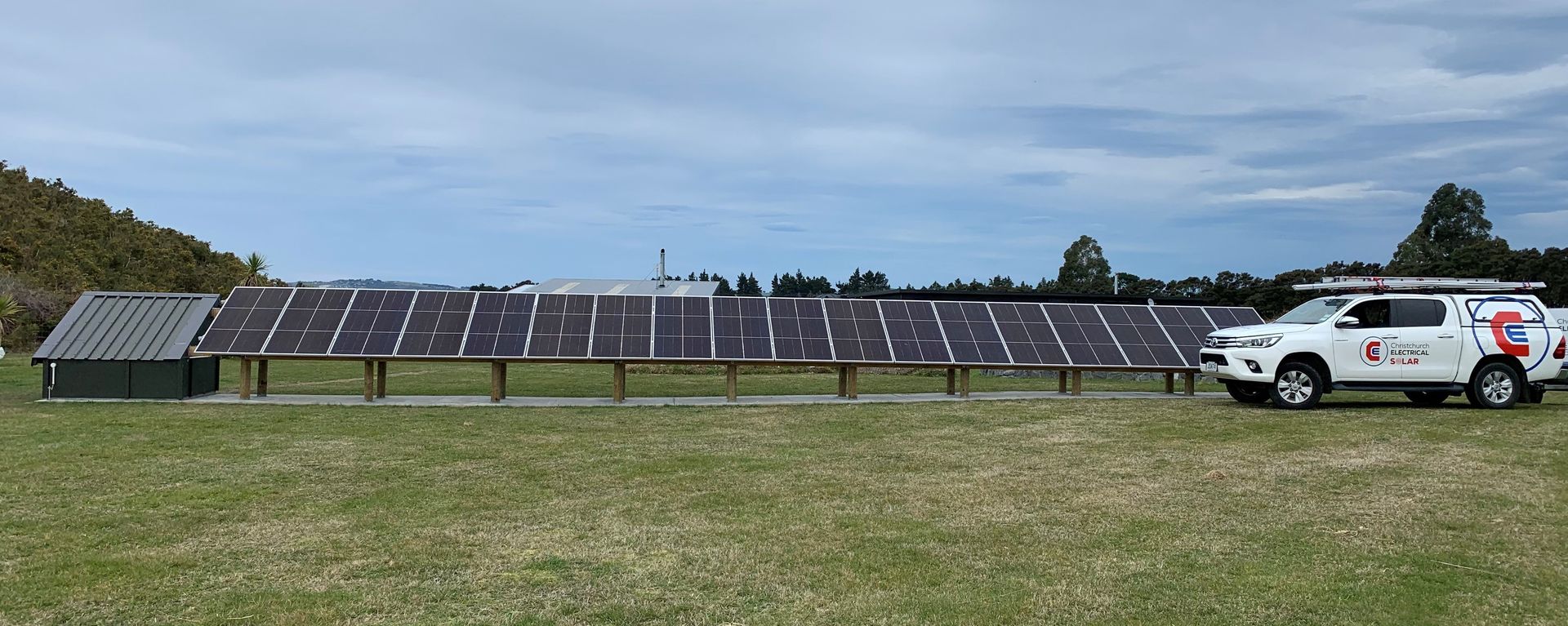 Ground mounted solar panel system with Solar ute