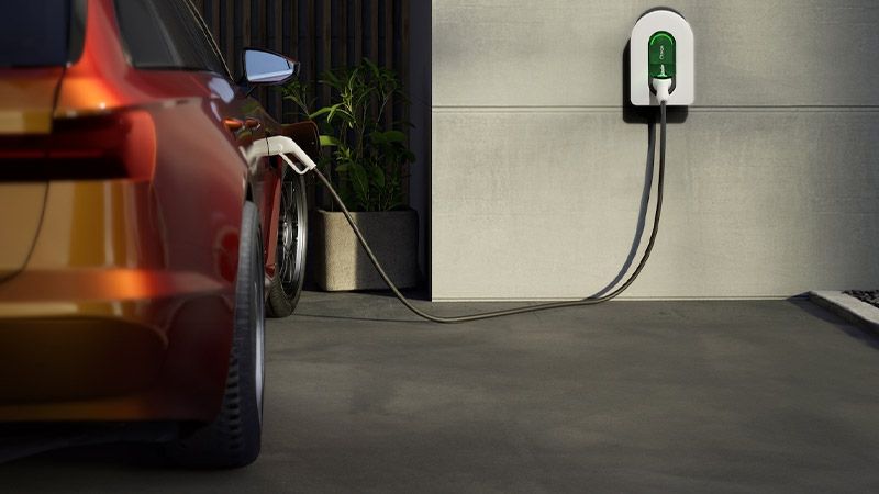 Schneider Charge EV Charger plugged into car