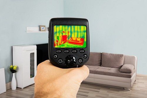 Thermal imaging camera in use in a living room