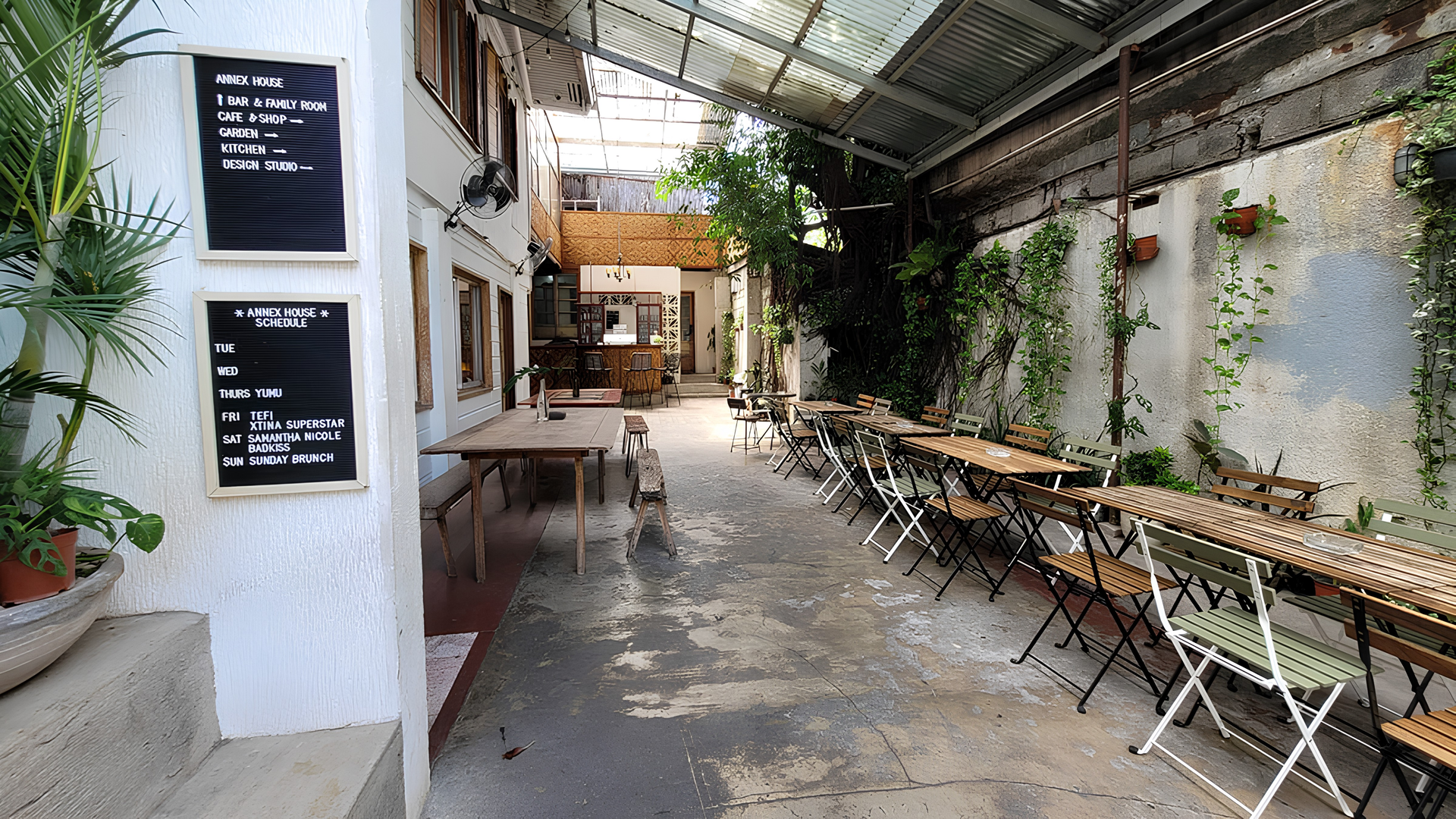 Annex House hidden cafe bar and art space with garden seating in Poblacion Makati near The Belamy Hotel