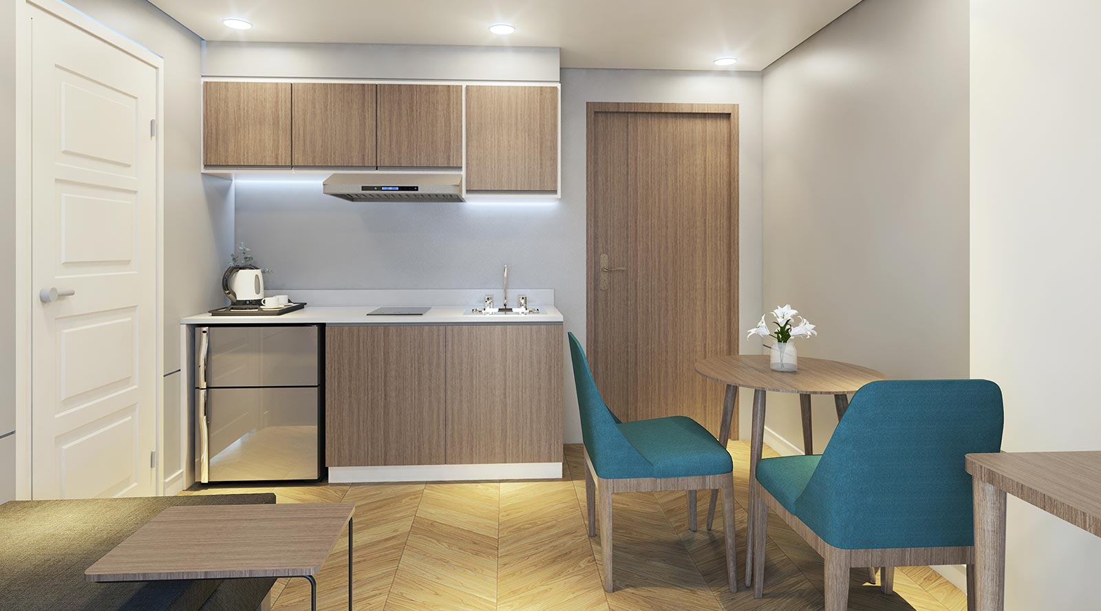 Contemporary room interior at cheap hotels in Makati near Poblacion.