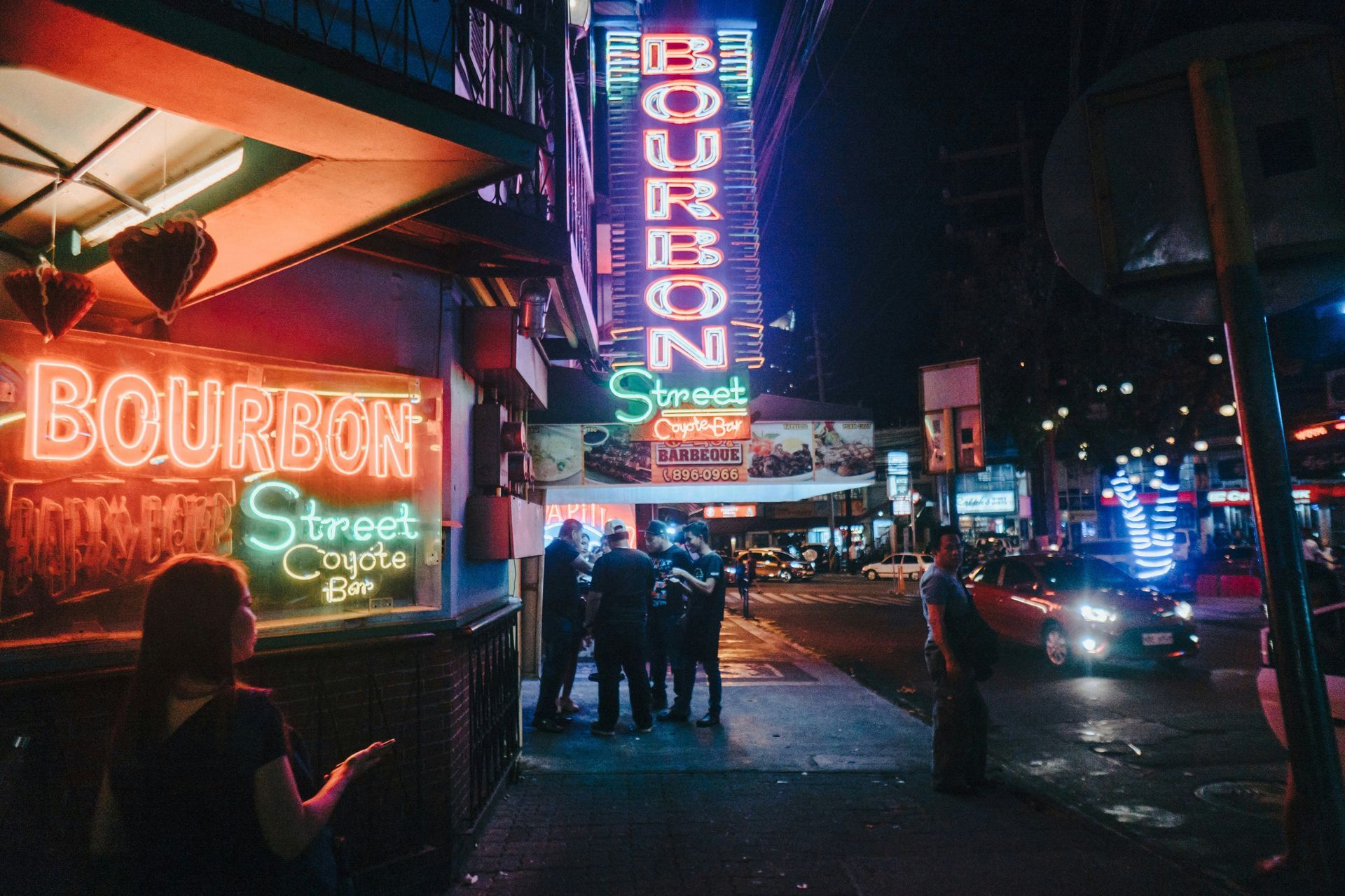 Night street scene at Poblacion Makati Philippines near The Belamy Hotel