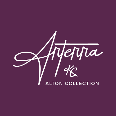 A white logo on a purple background that says arterra