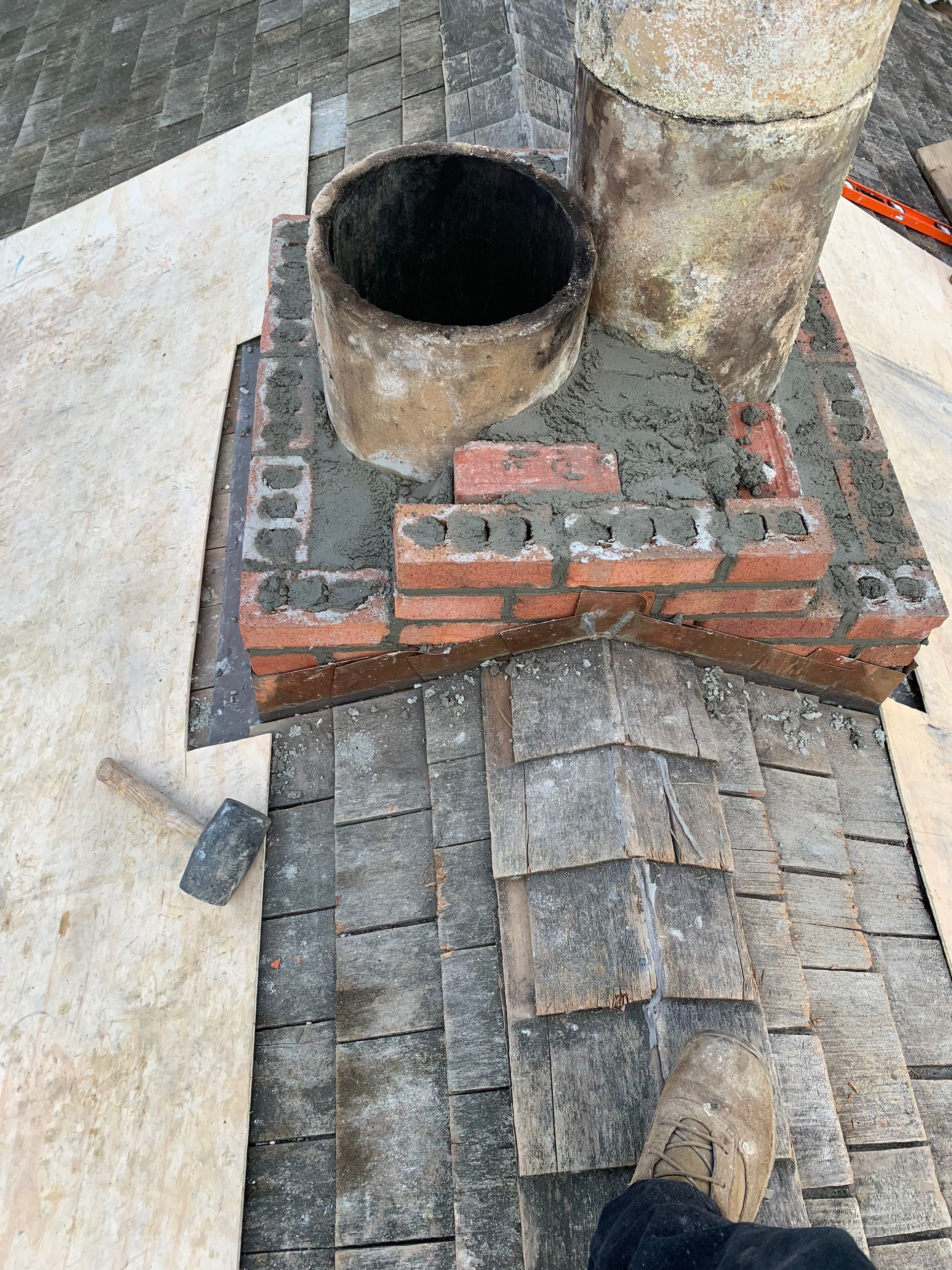 Full chimney rebuild and brick restoration Greenwich CT by Executive Homes