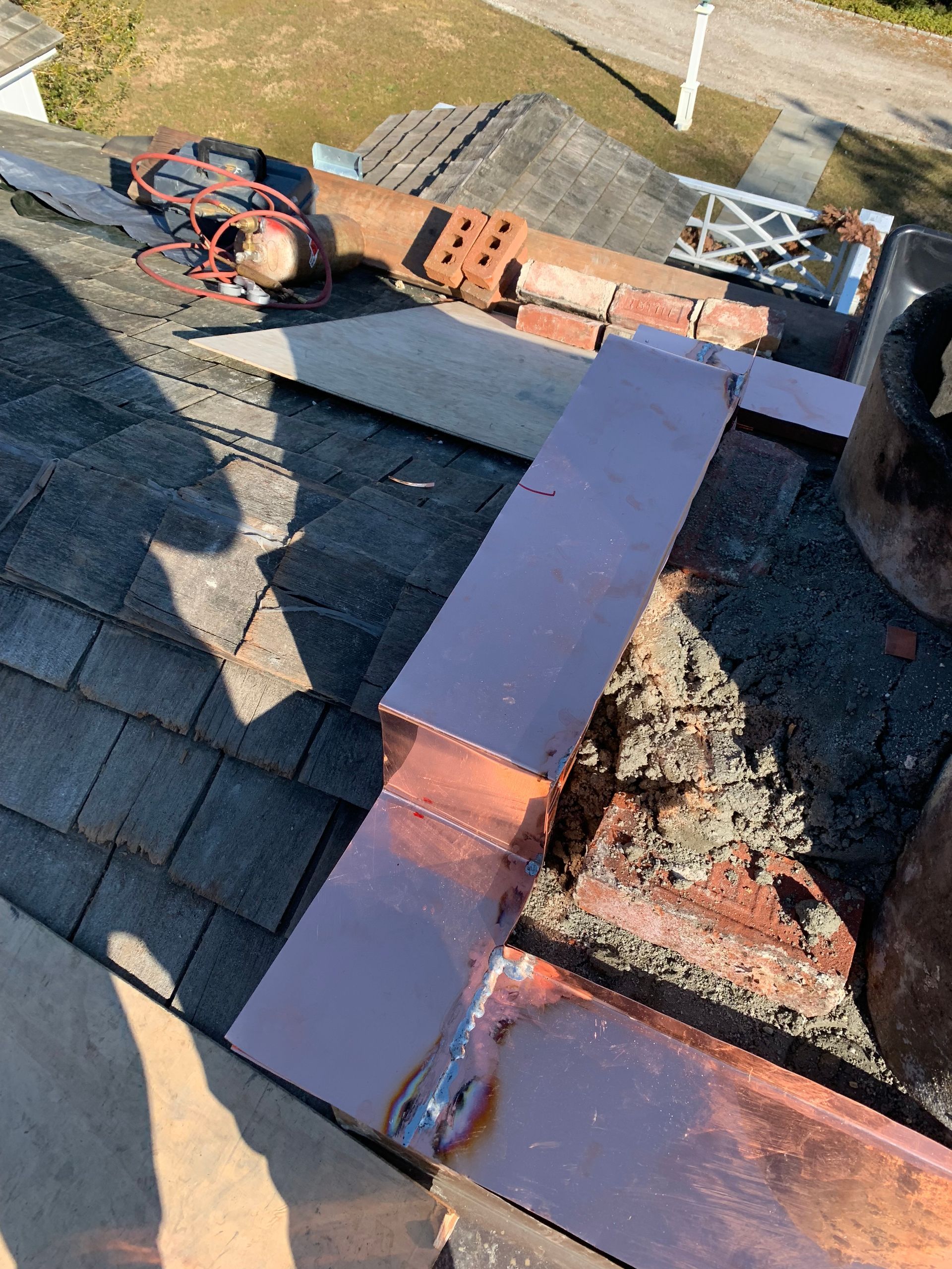 Full chimney rebuild and brick restoration Greenwich CT by Executive Homes
