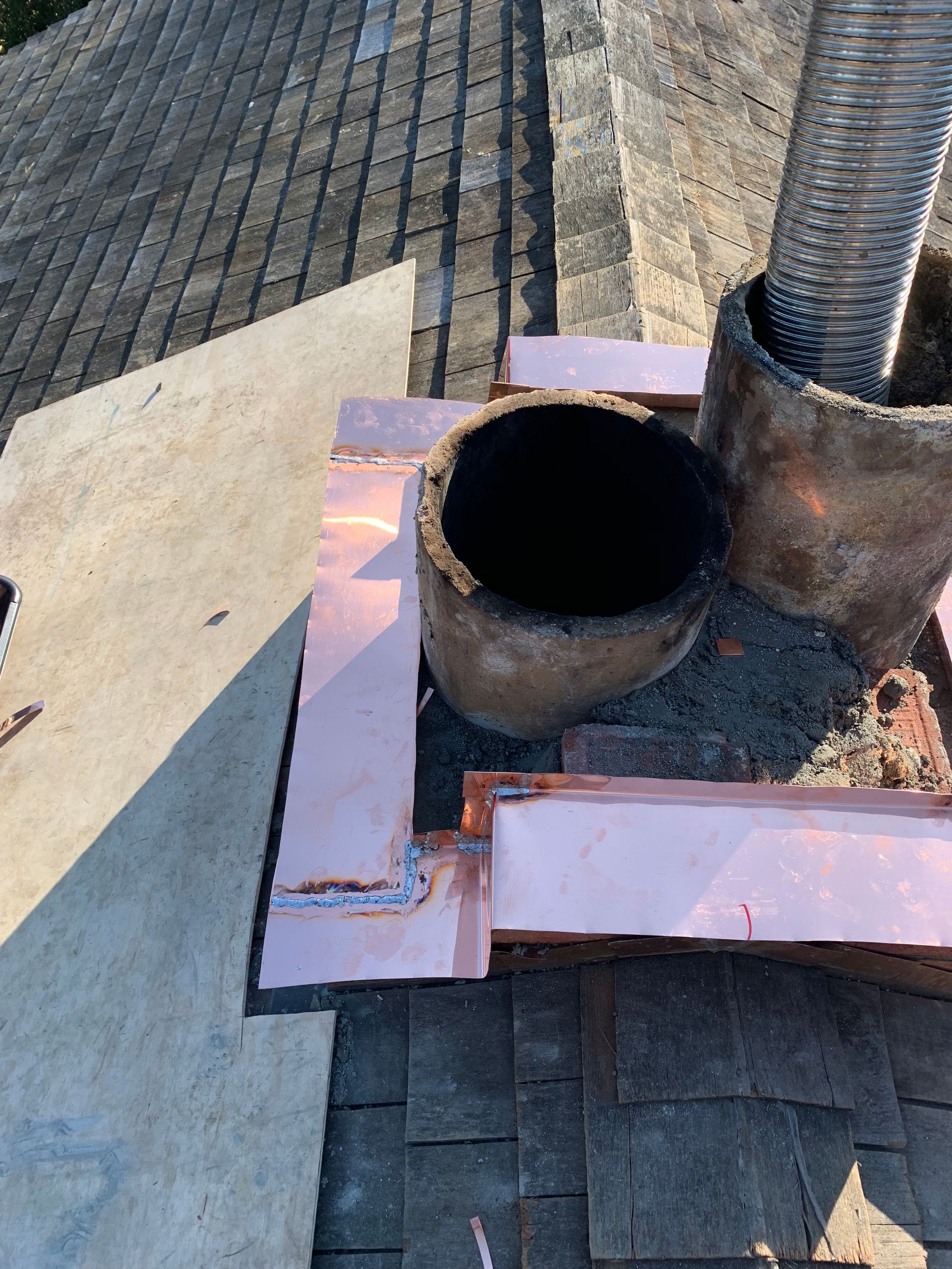 Full chimney rebuild and brick restoration Greenwich CT by Executive Homes