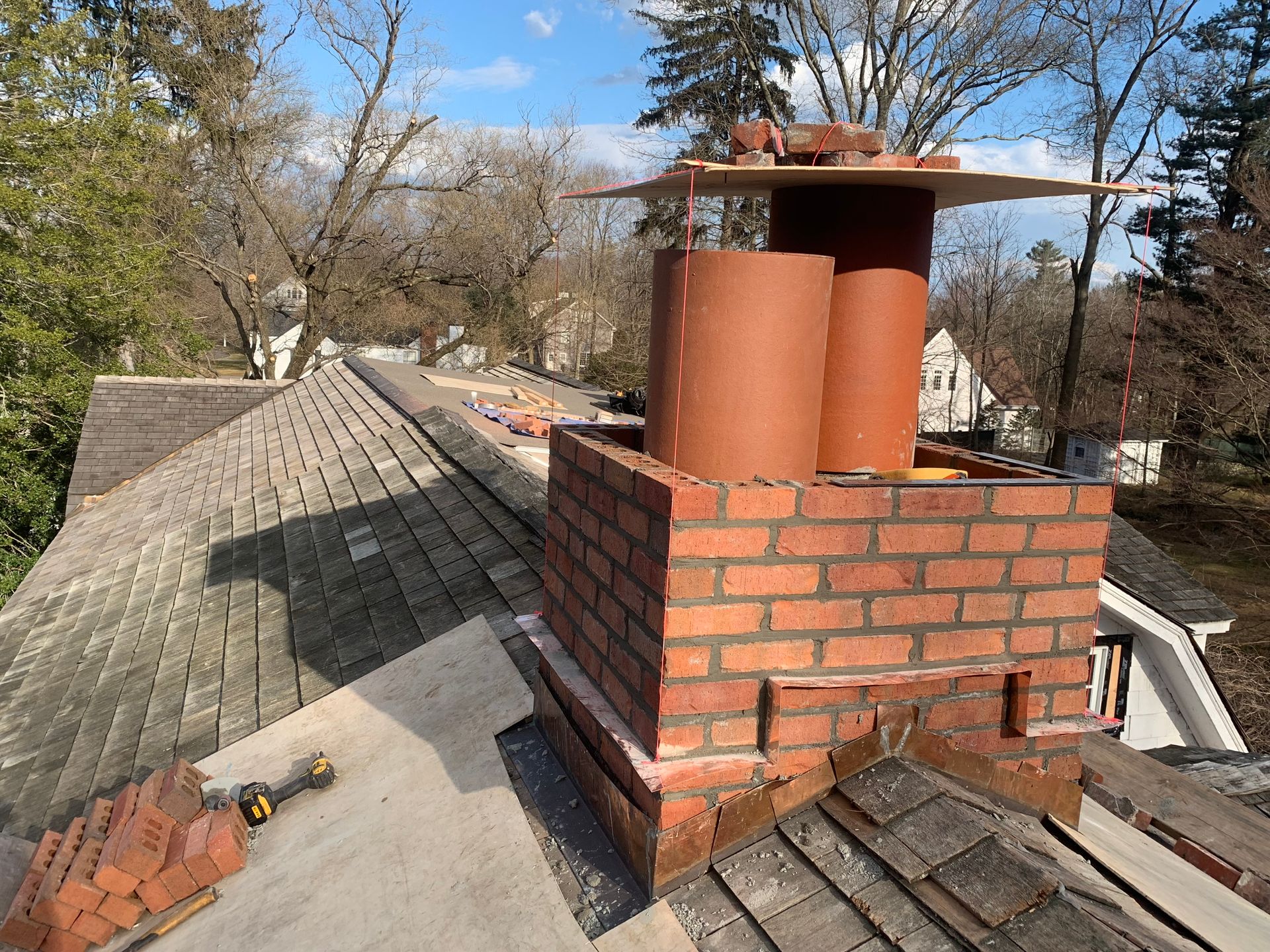 Chimney pot removal and rebuild Fairfield County CT by Executive Homes