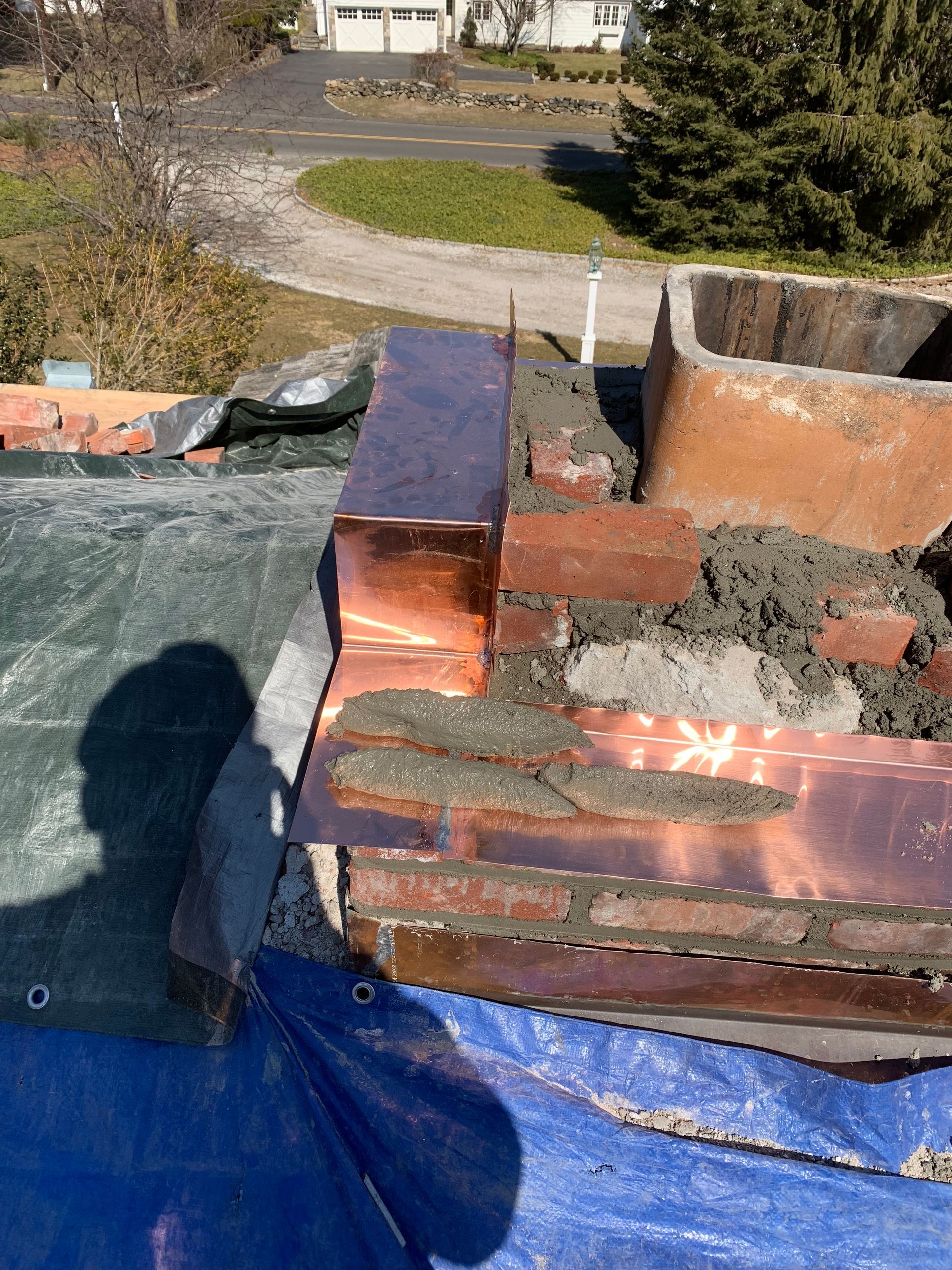 Full chimney rebuild and brick restoration Greenwich CT by Executive Homes