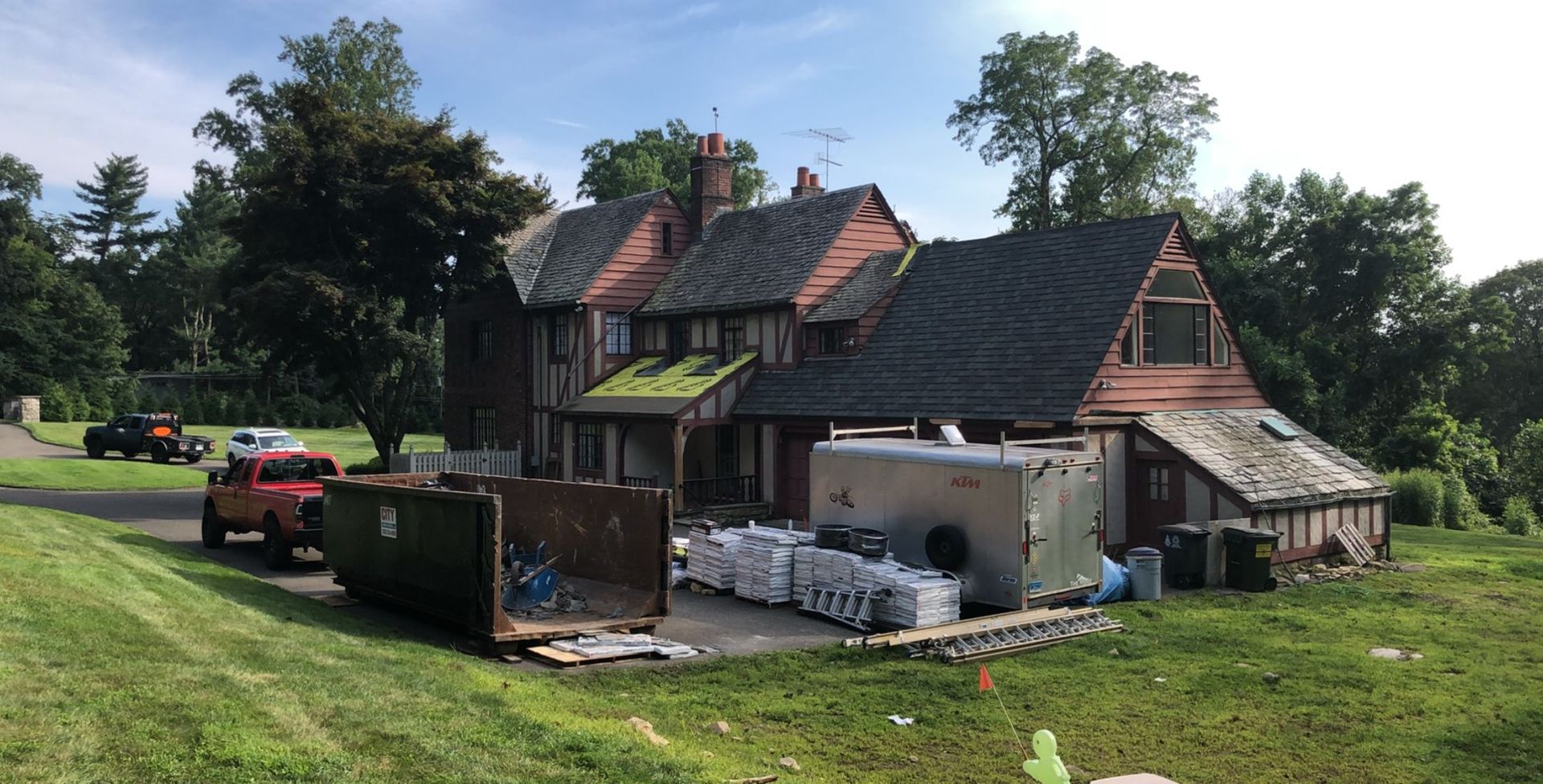 Roof replacement project large home Fairfield County CT by Executive Homes