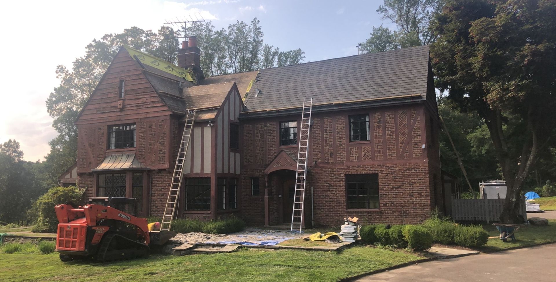 Roof replacement project large home Fairfield County CT by Executive Homes