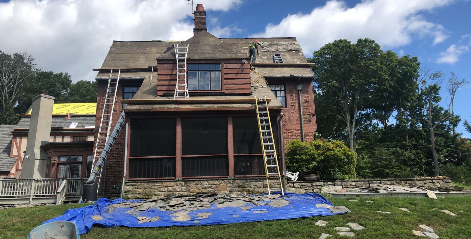 Slate roof replacement and chimney repair CT by Executive Homes LLC
