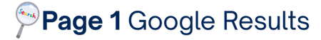 Page 1 label beside Google Results header with a small magnifying glass icon