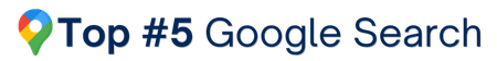 Top #5 Google Search logo with multicolor pin icon and blue text