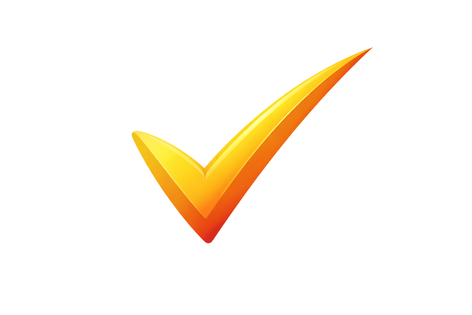 Orange check mark on a white background