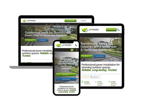 Website displayed on laptop, tablet, and smartphone in a responsive design layout