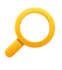Yellow magnifying glass icon on a white background