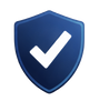 Blue shield icon with a white checkmark, suggesting security or verification