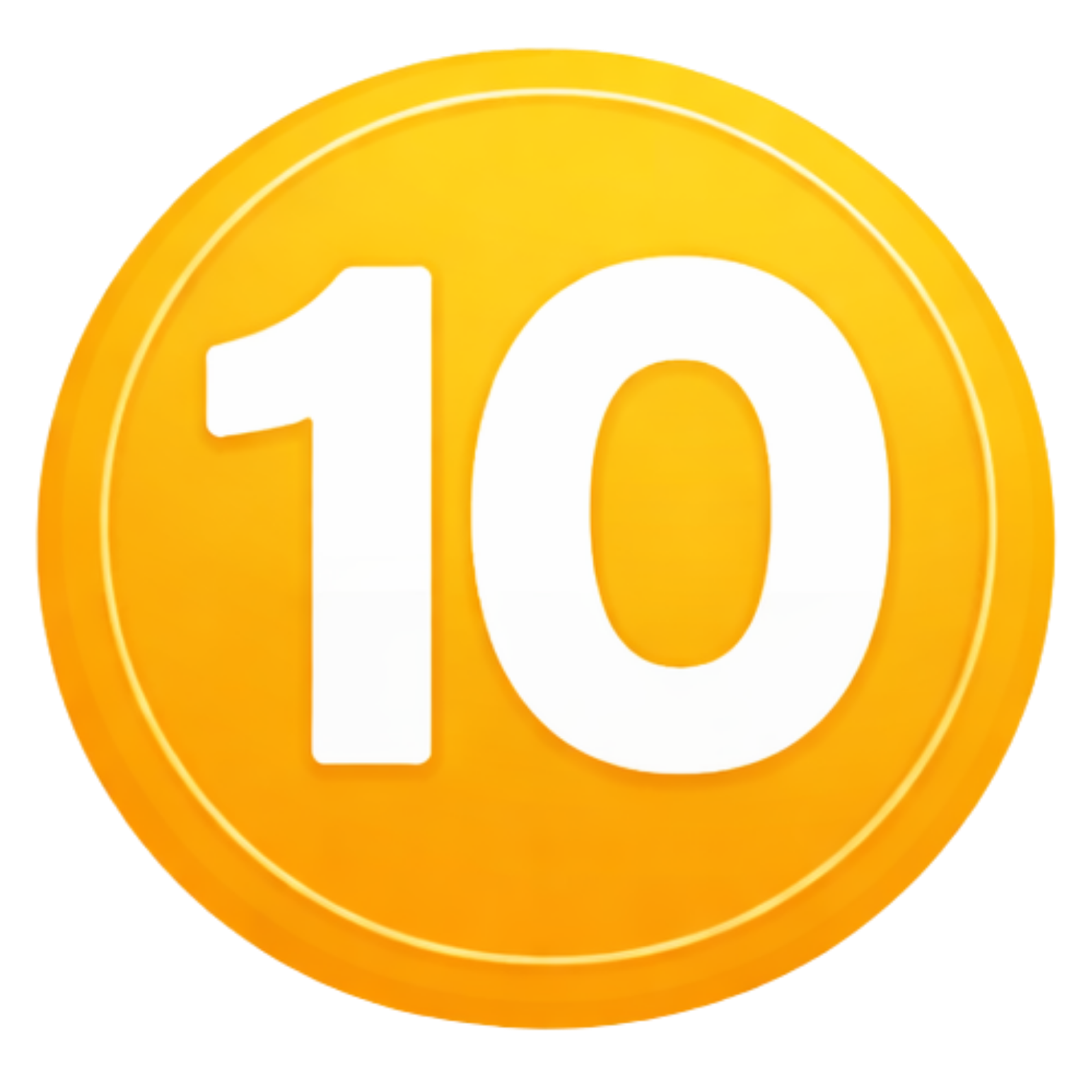 Yellow circular badge with the number 10 in white