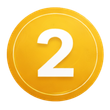 White number 2 on a yellow circular badge with a glossy highlight