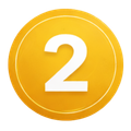 White number 2 on a yellow circular badge with a thin white ring