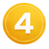 Yellow circular badge with a white number 4 in the center