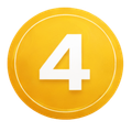 White number 4 on a yellow circular badge