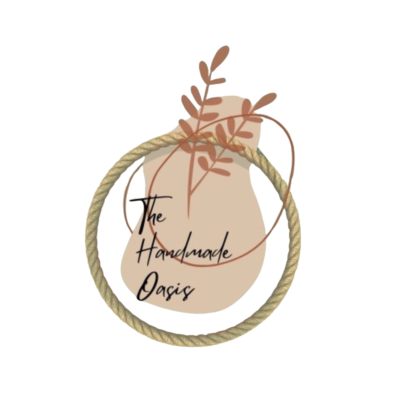 A logo for the handmade oasis with a rope around it