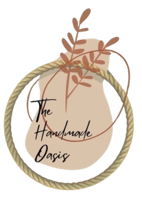 A logo for the handmade oasis with a rope around it