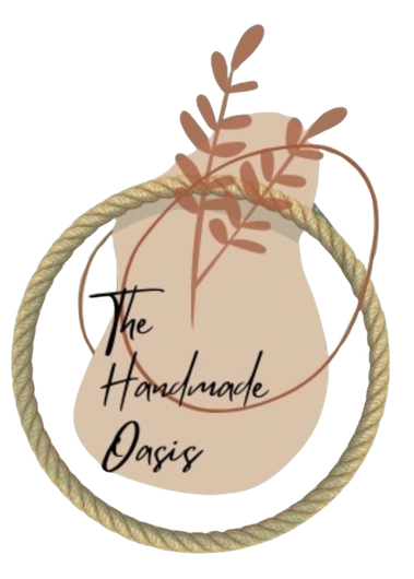 A logo for the handmade oasis with a rope around it