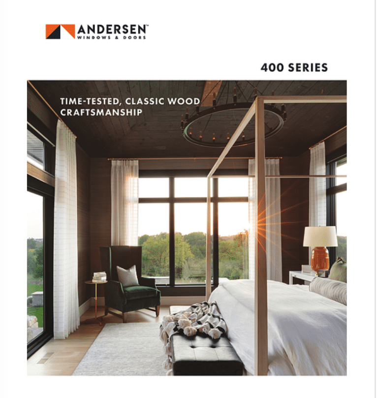 A poster showing a bedroom with a canopy bed