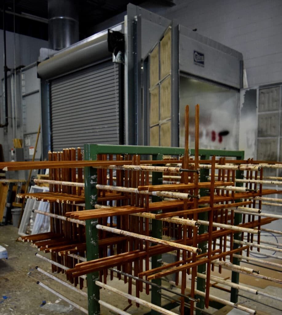 wood drying rack with trim pieces drying