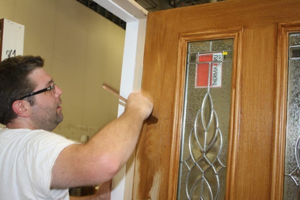 staining a wood door