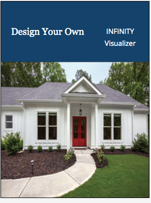A white house with a red door and the words design your own infinity visualizer
