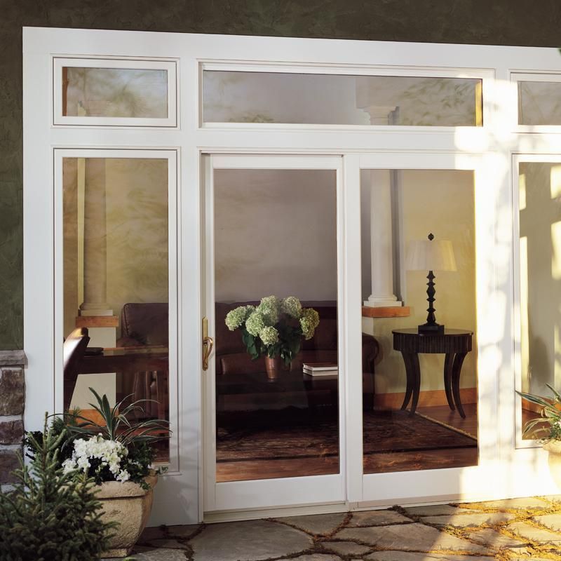 A sliding glass door leading into a living room